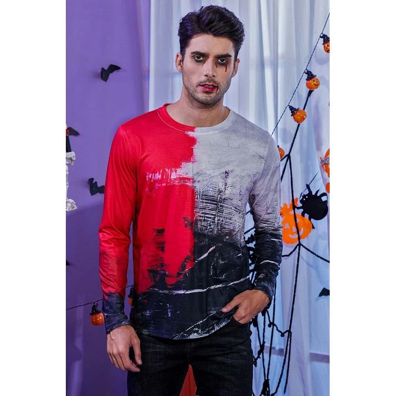 Men's Texture Printed Knit Long Sleeve T-Shirt